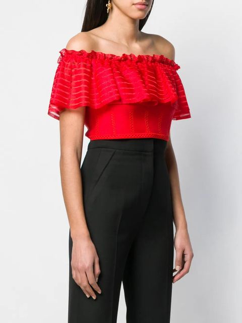 Alexander McQueen cropped off-the-shoulder top - Red