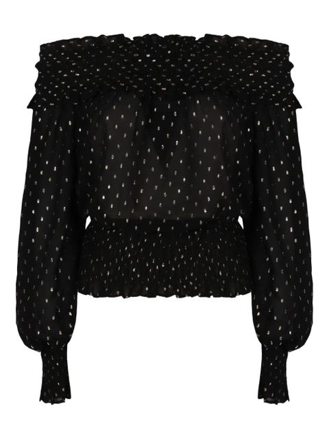 Self-Portrait off-shoulder ruffled top - Black - zdjęcie produktu nr 1