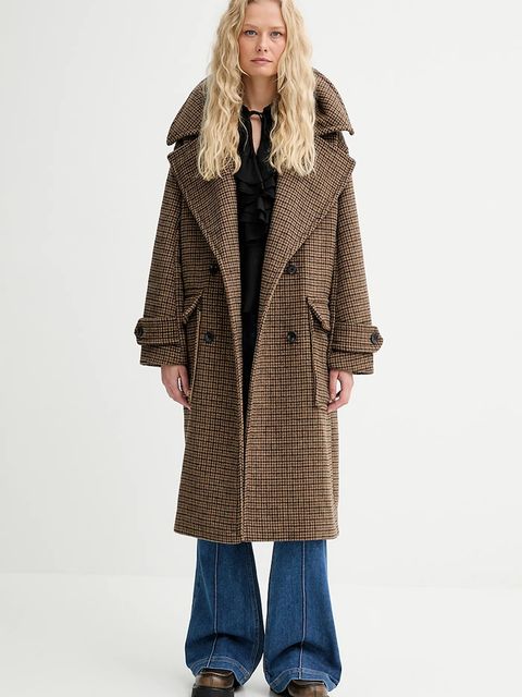 MUNTHE bluzka z domieszką jedwabiu LESIENNA kolor czarny gładka 253100025326