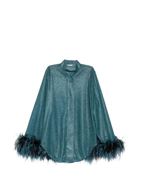 Oséree feather-trim shirt - Blue - zdjęcie produktu nr 1