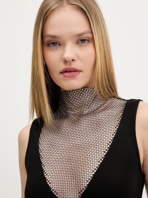 Karl Lagerfeld Jeans top damska kolor czarny z aplikacją A4W17032