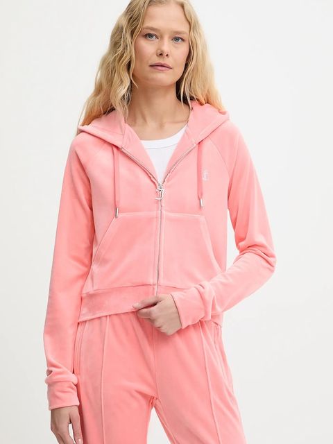 Juicy Couture bluza damska kolor pomarańczowy z kapturem z aplikacją JCWA122001 - zdjęcie produktu nr 1