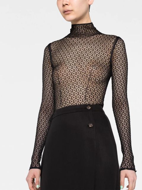 KHAITE Fena diamond-lace bodysuit - Black