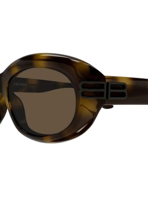 Balenciaga havana-pattern logo-detail sunglasses - Brown