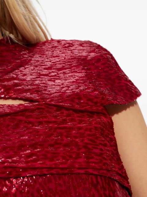 Self-Portrait draped lurex blouse - Red
