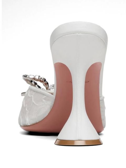 Amina Muaddi Rosie crystal-bow lace shoes - White