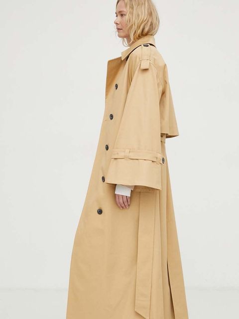 By Malene Birger płaszcz damski kolor beżowy przejściowy dwurzędowy - zdjęcie produktu nr 2