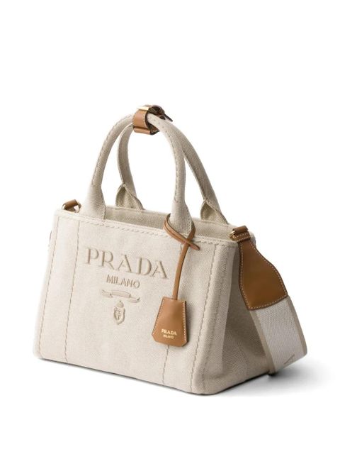 Prada Jardini re small cotton canvas bag - Neutrals