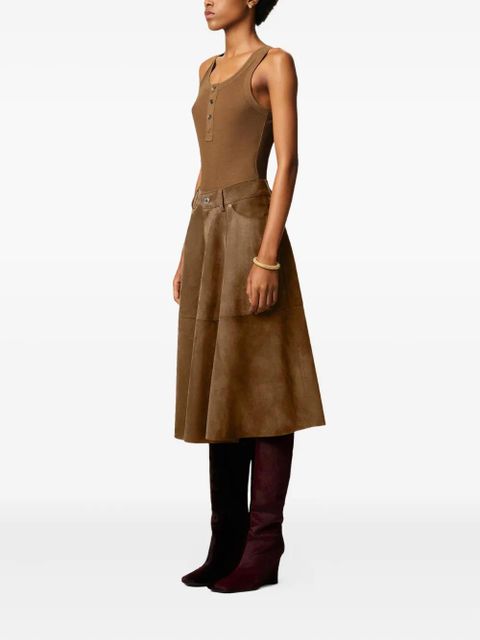 AMI Paris leather midi skirt - Brown