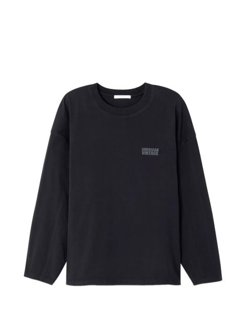 American Vintage Gixy long-sleeve round-neck cotton T-shirt - Black - zdjęcie produktu nr 1