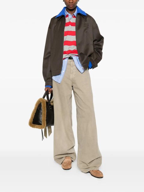 Miu Miu logo-embroidered jacket - Brown - zdjęcie produktu nr 2