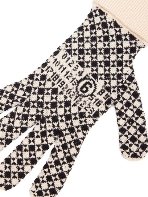 MM6 Maison Margiela intarsia-knit gloves - White - zdjęcie produktu nr 2