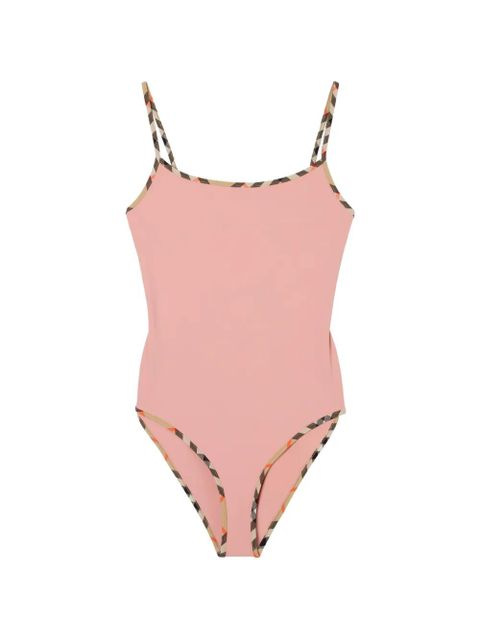 Burberry cut-out check-trim swimsuit - Pink - zdjęcie produktu nr 1