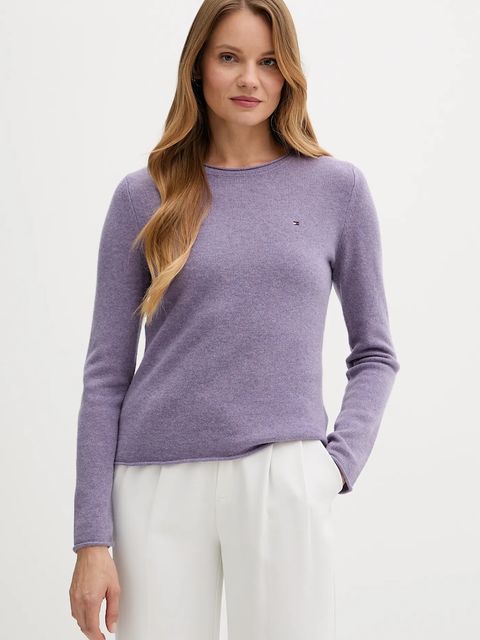 Tommy Hilfiger sweter wełniany damskie kolor granatowy lekkie WW0WW40264 - zdjęcie produktu nr 1