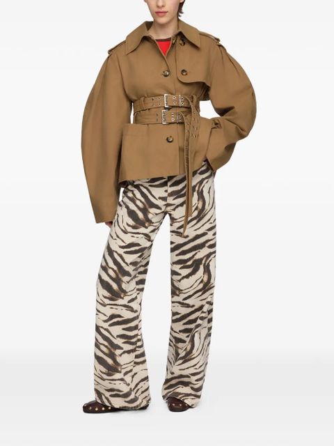 GANNI belted puff-sleeve jacket - Brown - zdjęcie produktu nr 2