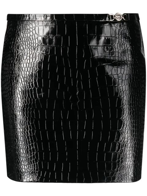 Versace crocodile-effect leather miniskirt - Black - zdjęcie produktu nr 1