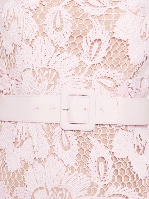 Self-Portrait square-neck belted midi dress - Pink