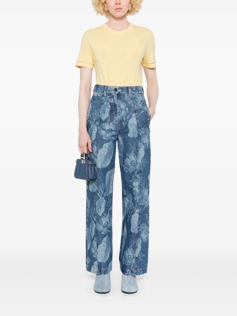 FENDI logo-embroidered T-shirt - Yellow - zdjęcie produktu nr 2