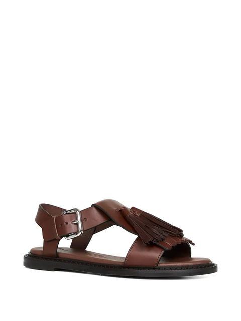 Weekend Max Mara fringed t-bar leather sandals - Brown - zdjęcie produktu nr 2