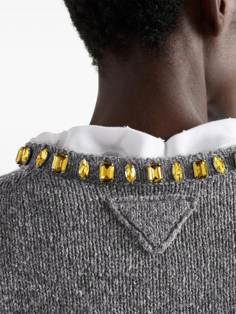 Prada round-neck ribbed sweater - Grey