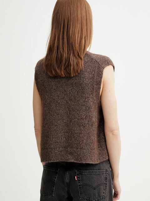 Marc O'Polo kamizelka z domieszką wełny damski kolor brązowy 5000006803