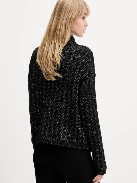 HUGO sweter z dodatkiem wełny damski kolor czarny ciepły z półgolfem 50550210 - zdjęcie produktu nr 2