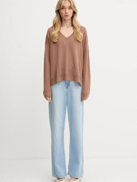 Liu Jo sweter wełniany damski kolor brązowy lekki TF5180.MS026 - zdjęcie produktu nr 2