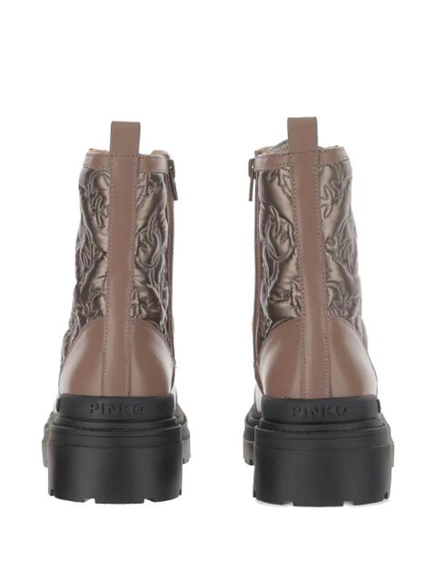 PINKO Love Birds-detail lace-up boots - Brown