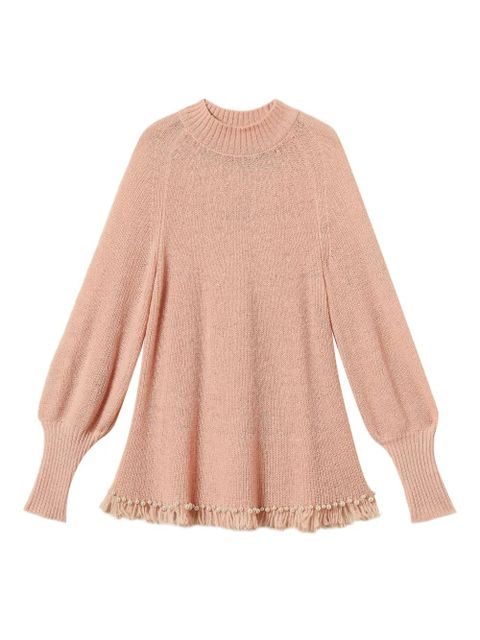 TWINSET fringes pearls turtleneck sweater - Pink - zdjęcie produktu nr 1