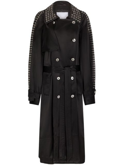 Rabanne eyelet-detail trench coat - Black