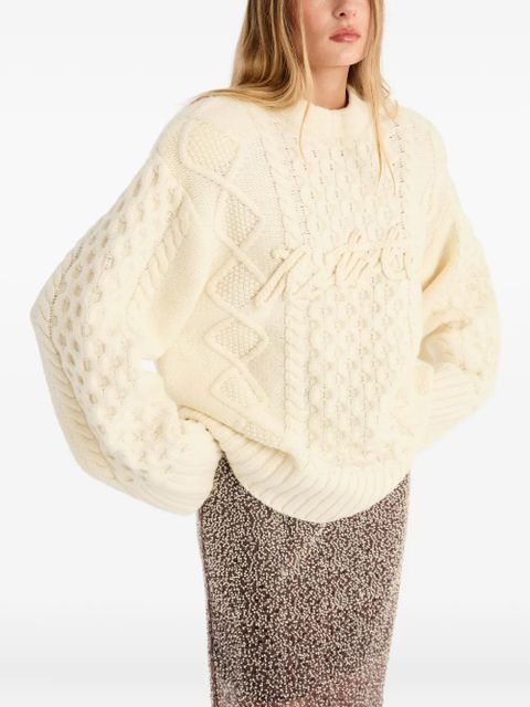 ROTATE BIRGER CHRISTENSEN cable-knit crew-neck sweater - White