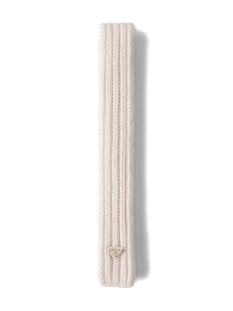 Prada enameled-triangle rib-knit scarf - Neutrals - zdjęcie produktu nr 1