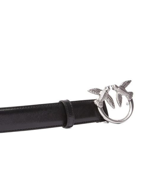 PINKO Love Berry bird-embellished leather belt - Black