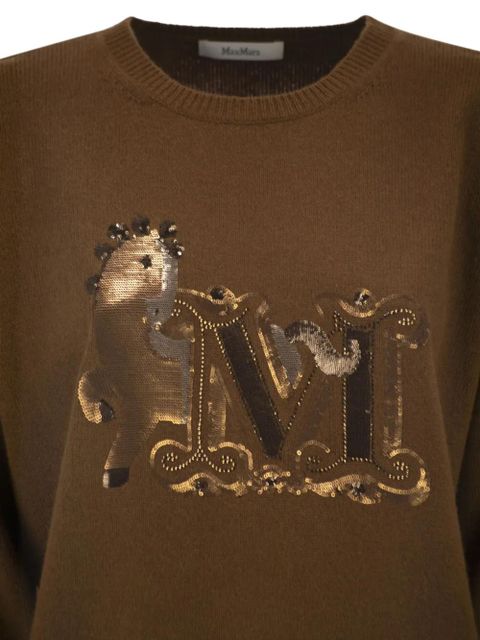 Max Mara monogram embroidered sweater - Brown