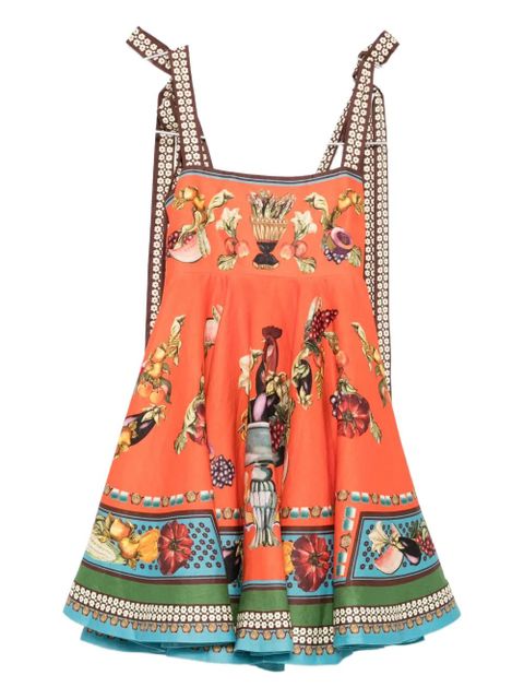ALEMAIS Rocco fruit-print tie-strap mini dress - Orange