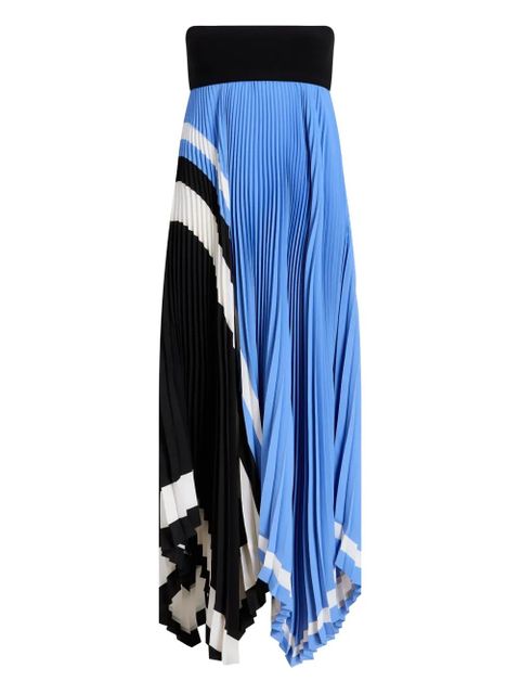 Proenza Schouler pleated patterned asymmetric party dress - Blue - zdjęcie produktu nr 1