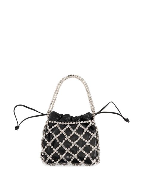 Off-White crystal-skull leather tote bag - Black