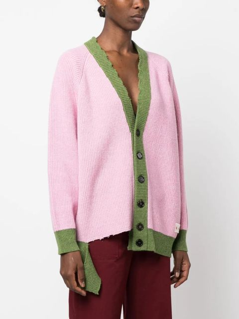 Marni distressed-finish V-neck cardigan - Pink