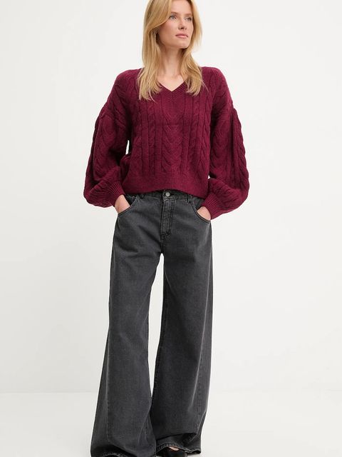 Answear.LAB sweter z wełną damski kolor bordowy ciepły - zdjęcie produktu nr 2