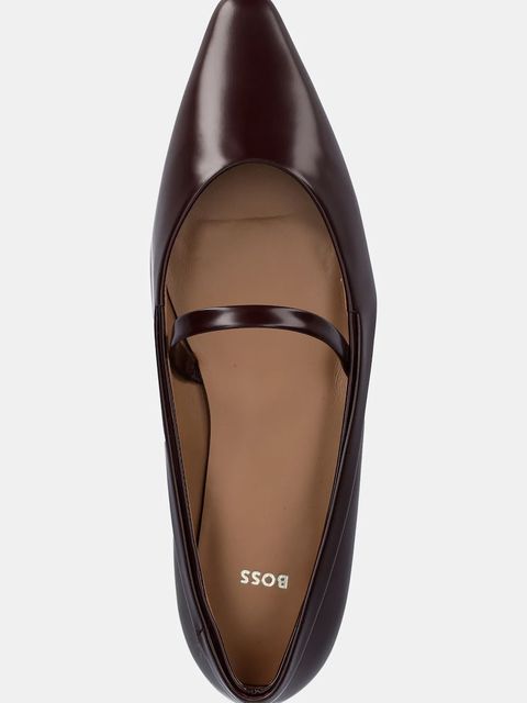 BOSS baleriny skórzane Charlize kolor fioletowy 50553005