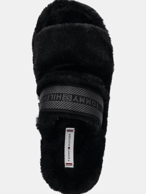 Tommy Hilfiger kapcie HILFIGER FUR SLIPPER kolor czarny FW0FW08854
