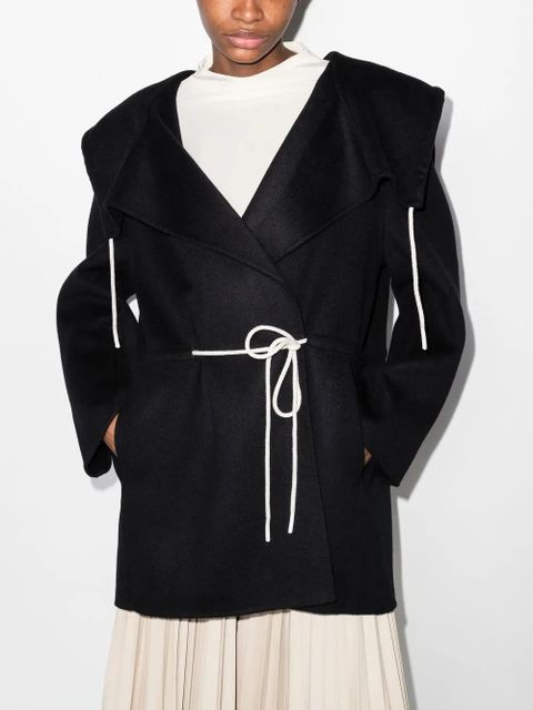 TOTEME hooded tie-waist shirt coat - Black - zdjęcie produktu nr 2