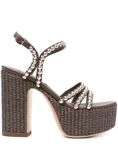 Casadei 120mm Isa Studsway platform sandals - Brown - zdjęcie produktu nr 1