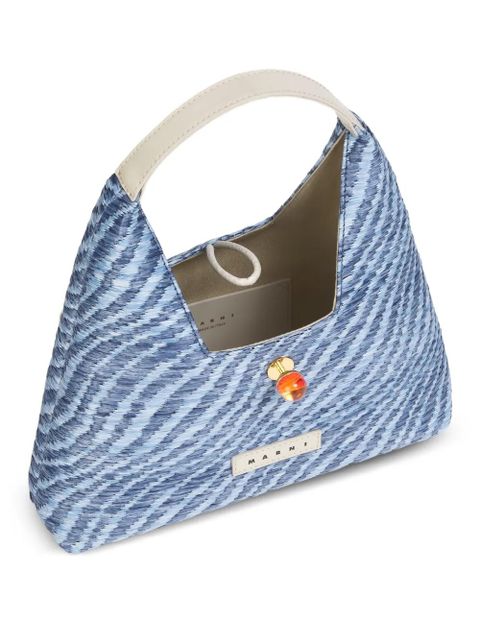 Marni wavy-pattern cabochon-trapeze tote bag - Blue