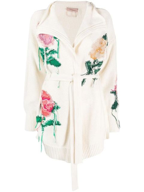 TWINSET floral intarsia-knit cardigan - White - zdjęcie produktu nr 1