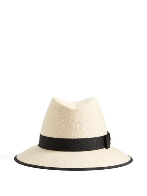 Valentino Garavani VLogo Signature straw hat with moiré ribbon - Neutrals - zdjęcie produktu nr 1
