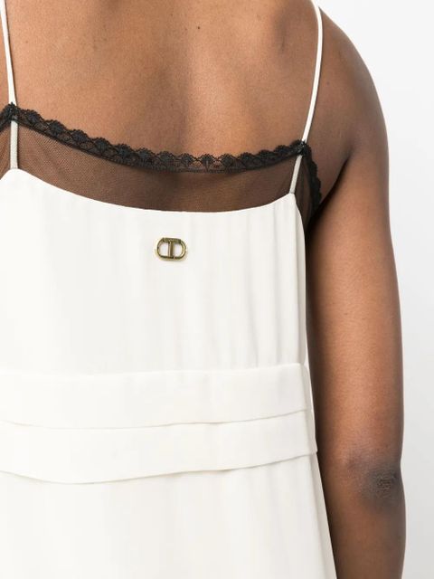 TWINSET tulle-panel long dress - Neutrals