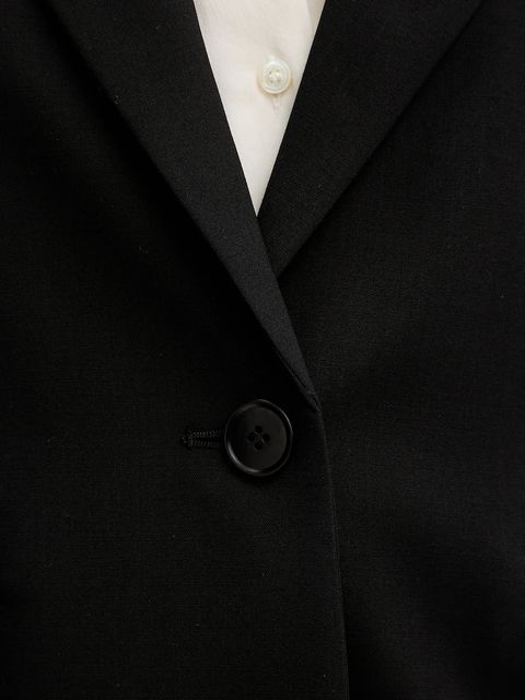 Weekend Max Mara marynarka wełniana LAMINE kolor czarny jednorzędowa gładka 2615041071600