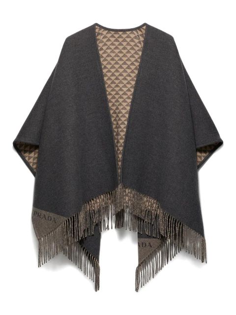 Prada reversible fringed poncho - Grey - zdjęcie produktu nr 1