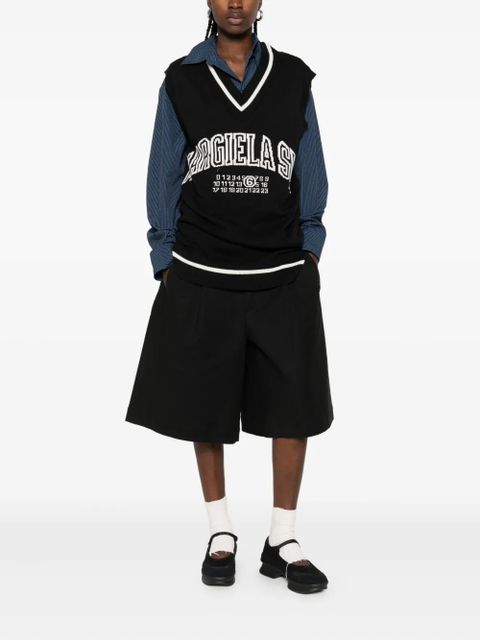 MM6 Maison Margiela V-neck logo-embroidered vest - Black